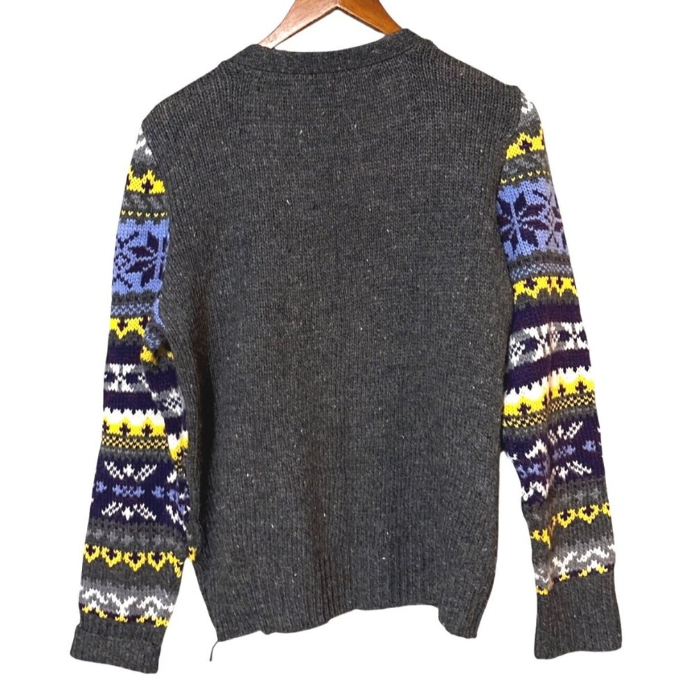 St. Johns Bay L Womens Gray Cardigan Sweater With Colorful Fair Isle Pattern - Picture 4 of 6